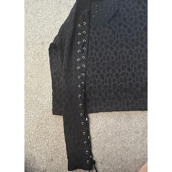 Arlen Ness Girls Black Long Sleeve Top Lace Sheer Large Motorcycle - Picture 3 of 6